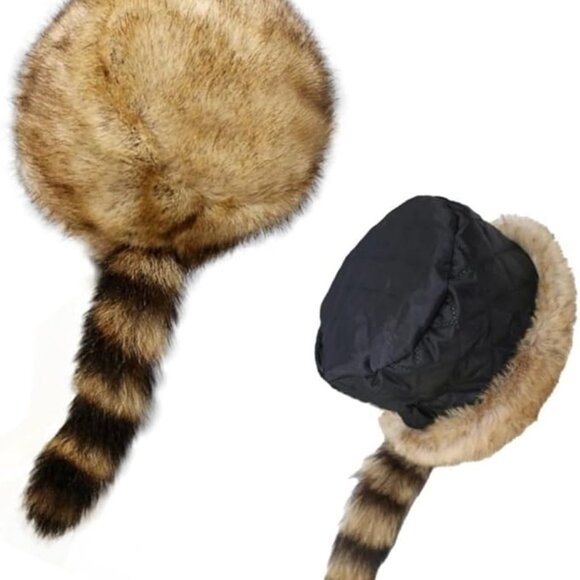 Faux Fur Raccoon Tail Hat main image 5